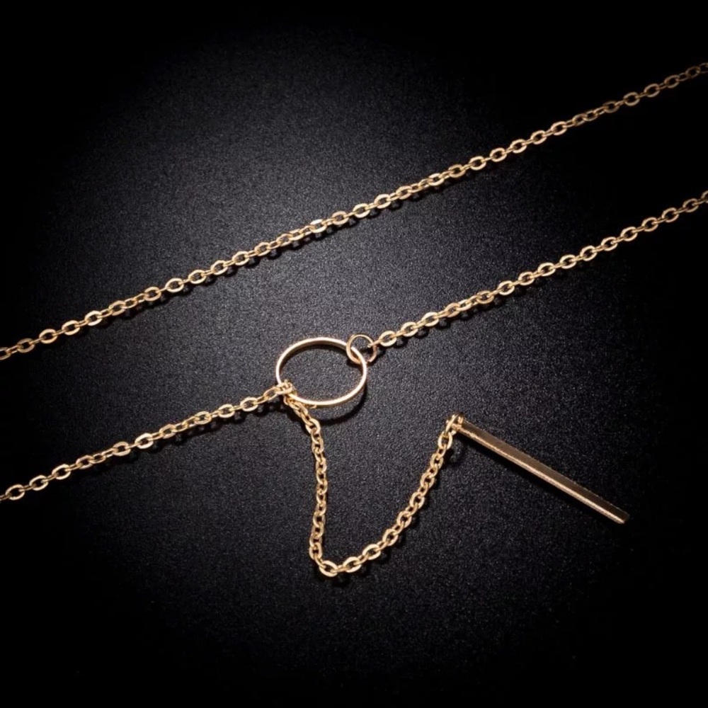 Gold Drop Simple Necklace - Picture 3 of 5